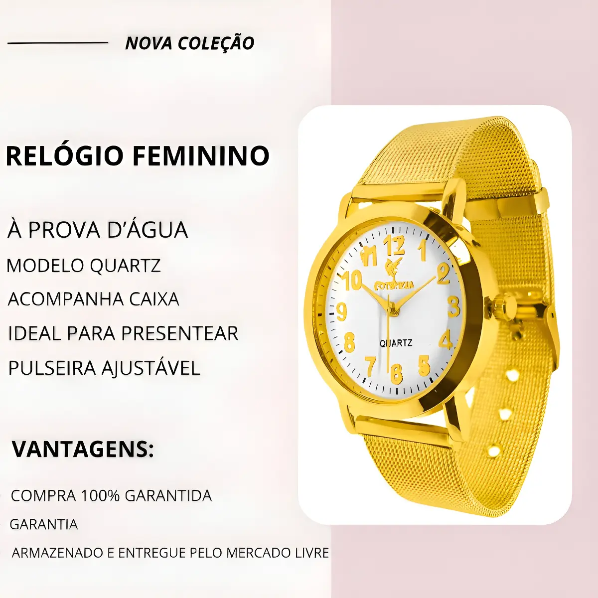 Kit Relógio Feminino Dourado MIGLORIE Quartz + Joias - Imagem 6