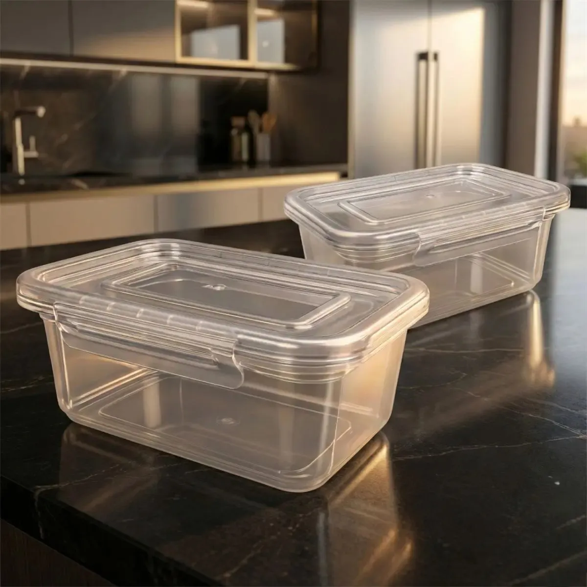Kit 10 Potes para Marmita GetaPlast 800ml Retangulares Herméticos - Imagem 6