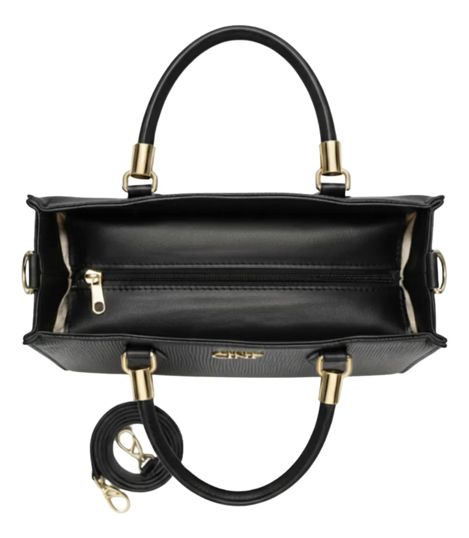 Kit Bolsas Femininas Cinf 4 Peças Preta: Sacola e Transversal - Imagem 7