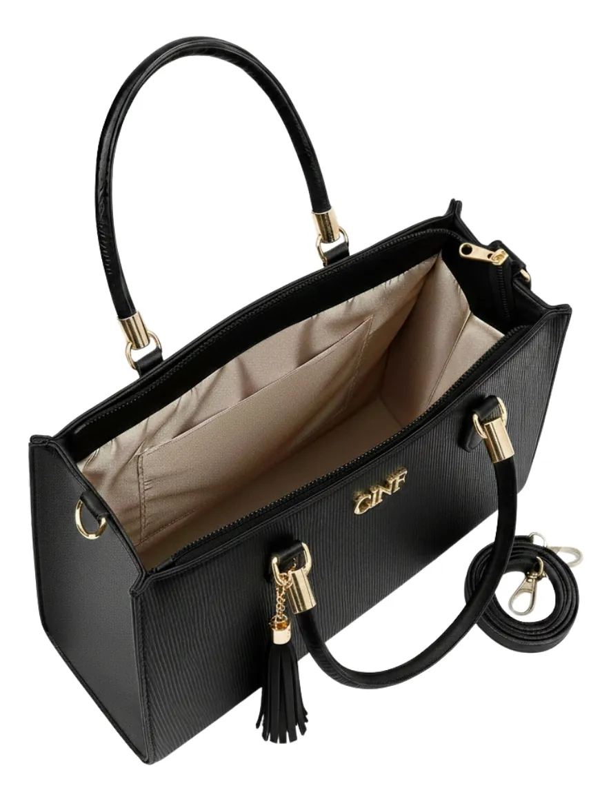 Kit Bolsas Femininas Cinf 4 Peças Preta: Sacola e Transversal - Imagem 8