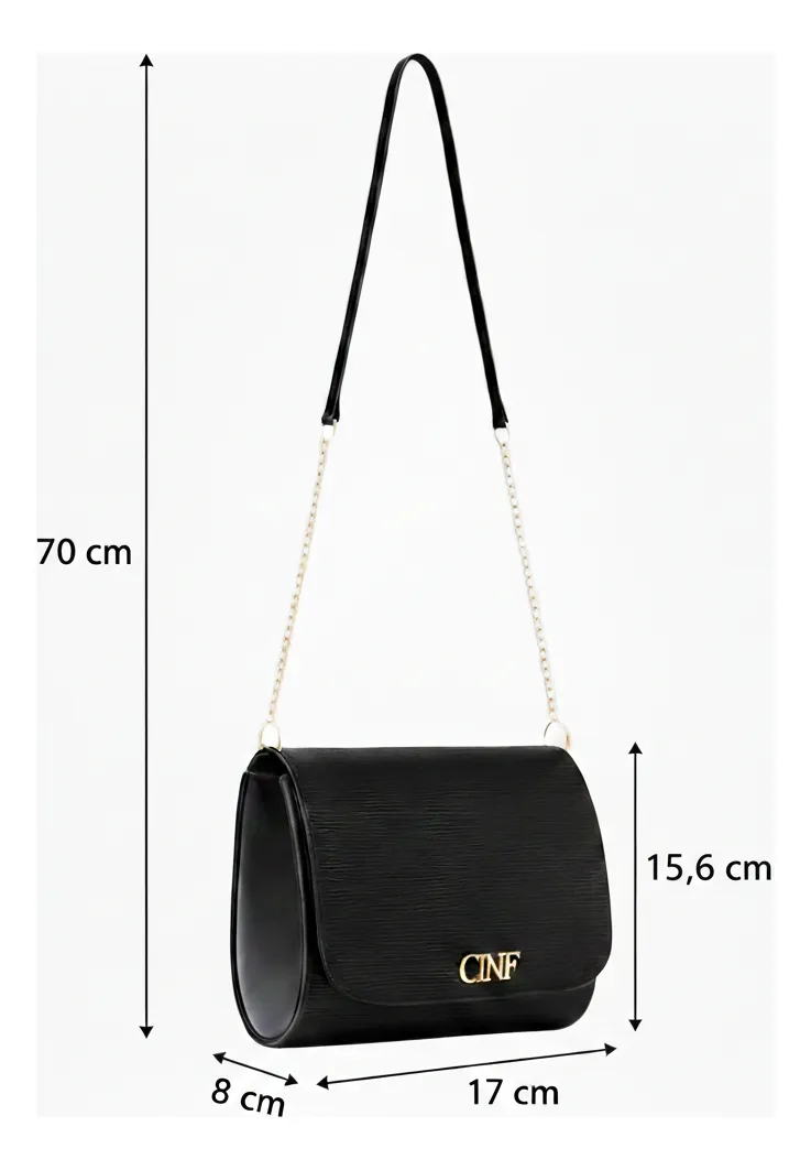 Kit Bolsas Femininas Cinf 4 Peças Preta: Sacola e Transversal - Imagem 9