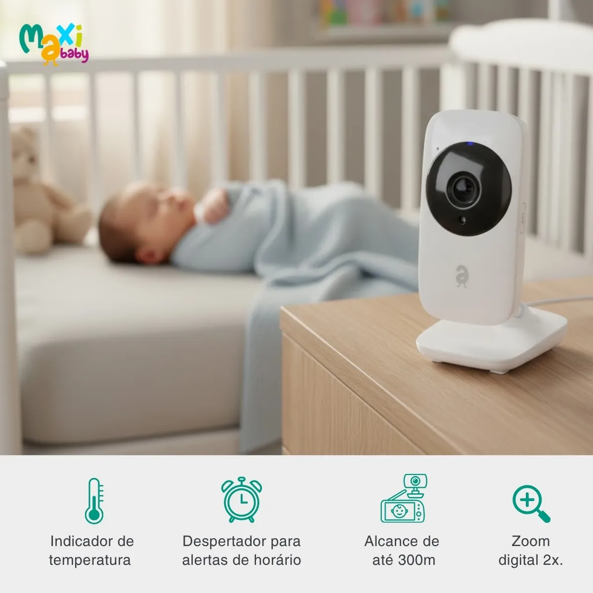 Babá Eletrônica Maxi Baby Baby On 2.4" Sem Fio com Zoom - Imagem 3