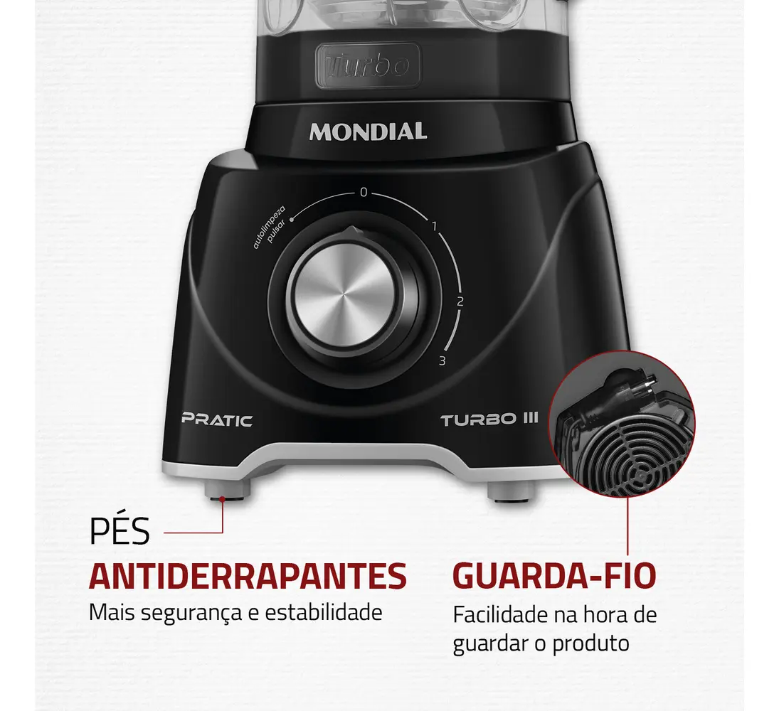 Liquidificador Mondial Pratic Turbo III 550W 2.2L - Imagem 6