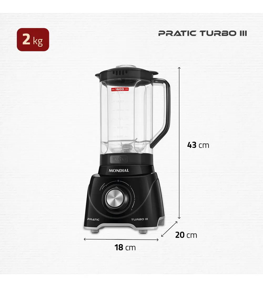 Liquidificador Mondial Pratic Turbo III 550W 2.2L - Imagem 7