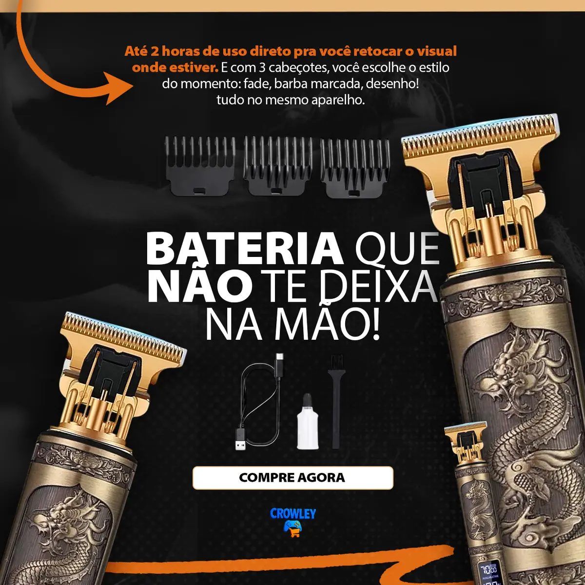 Máquina de Barbear Elétrica Crowley 8013 Bivolt Recarregável - Imagem 5