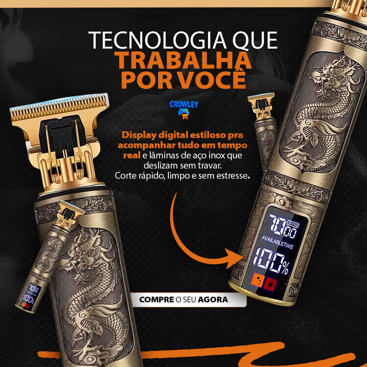Máquina de Barbear Elétrica Crowley 8013 Bivolt Recarregável - Imagem 4