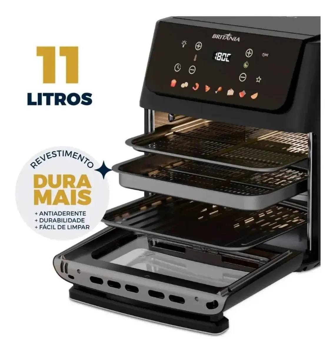 Air Fryer Oven Britânia BAF11A 11 Litros - 8 Funções, 1800W - Imagem 8
