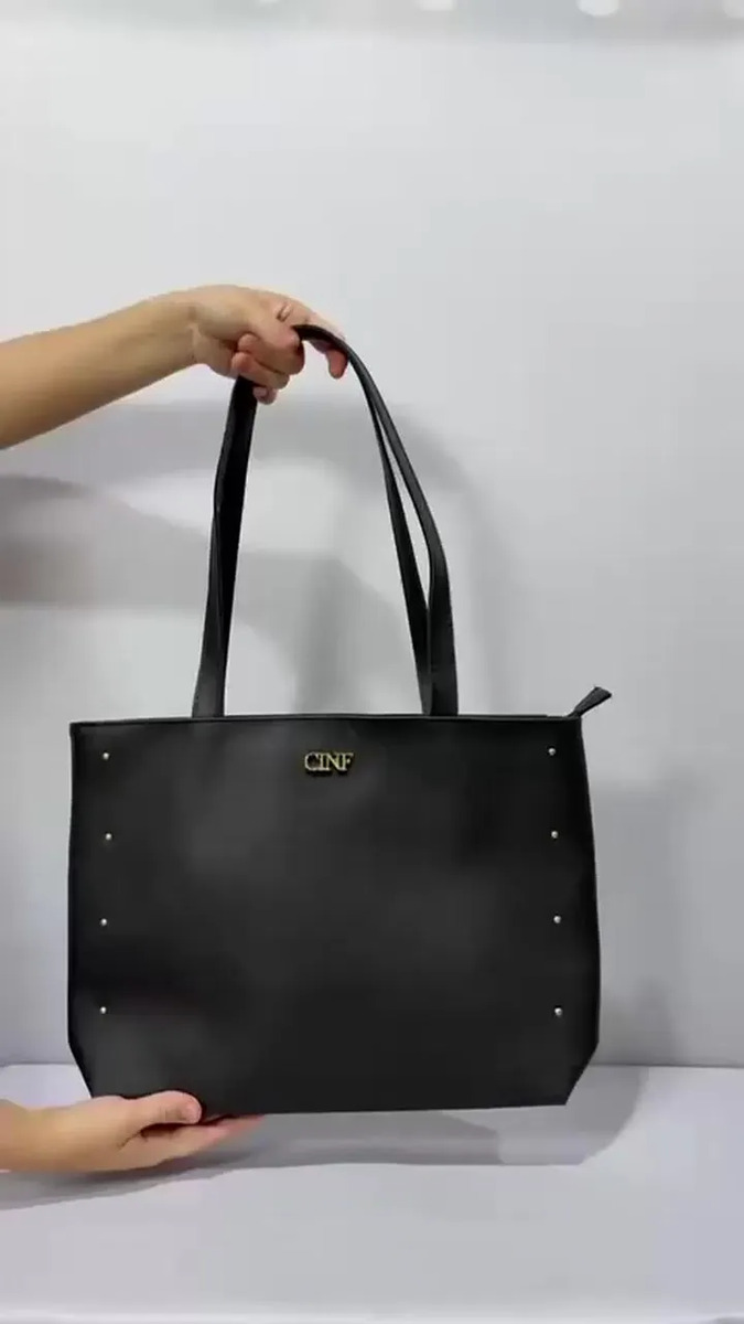 Kit Bolsas Femininas Cinf 4 Peças Preta: Sacola e Transversal - Imagem 2