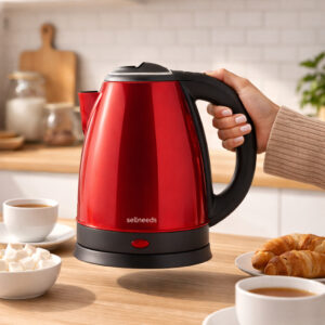 Chaleira Elétrica Inox 1.8L Vermelha 110V para Chá e Café