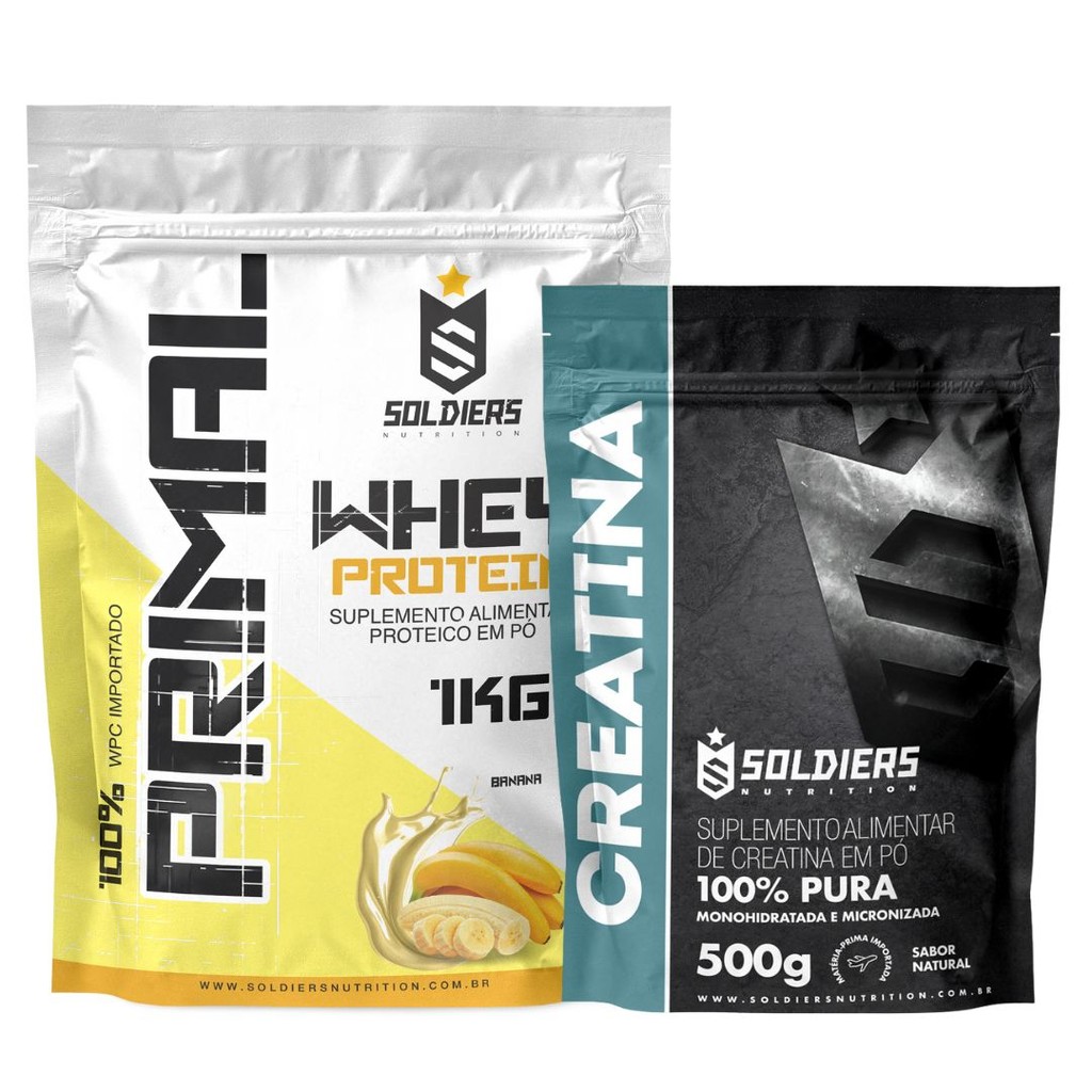 Kit Whey Creatina Soldiers Nutrition 1kg + 500g