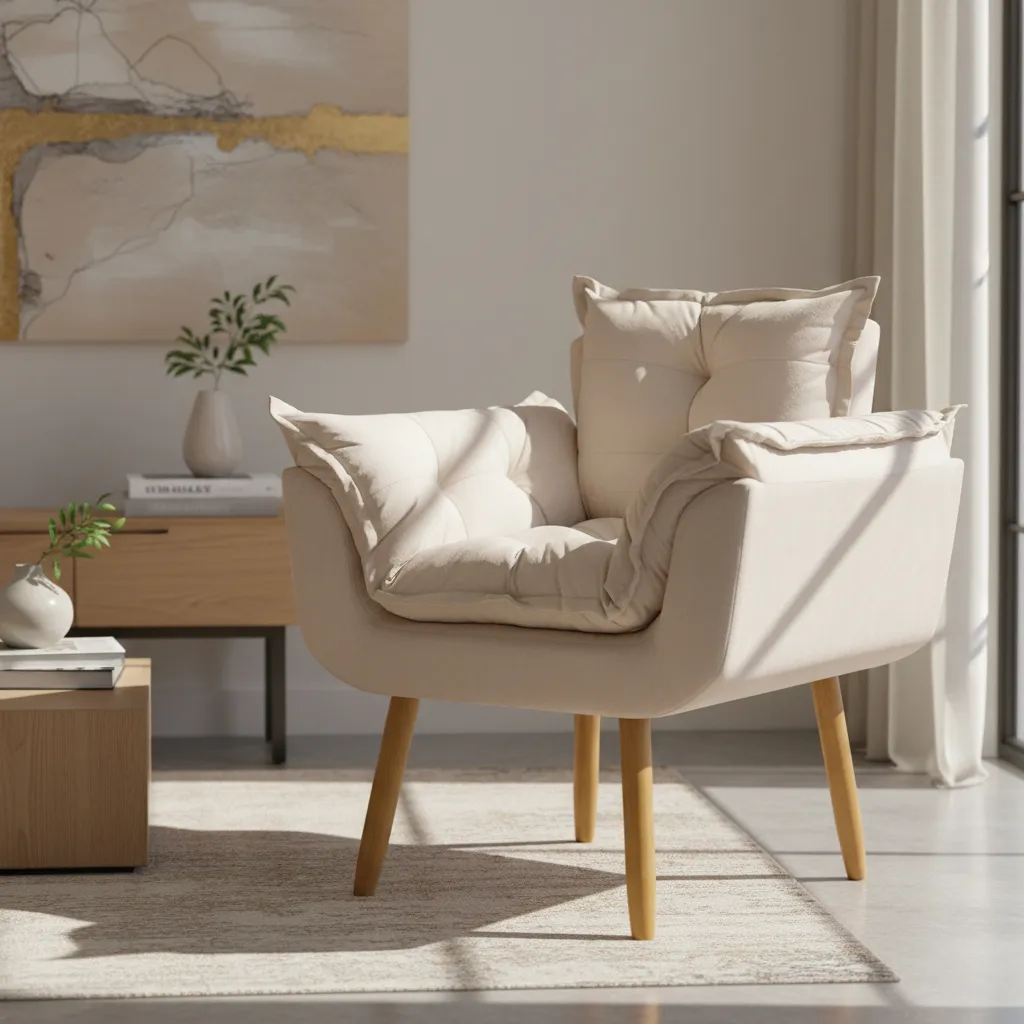 Poltrona Decorativa Opala Suede Clique & Decore