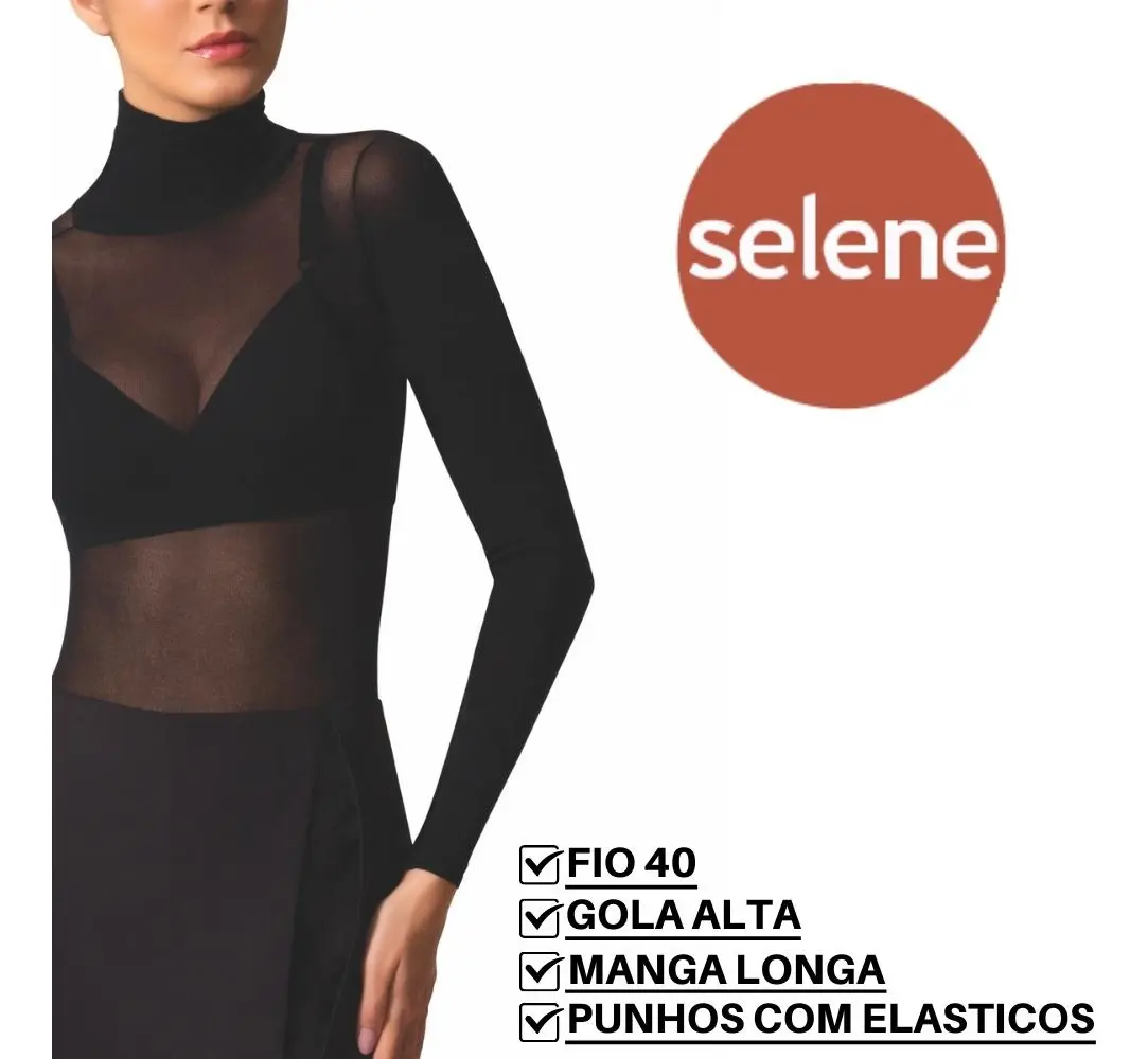 Camiseta Selene Gola Alta Segunda Pele Feminina Poliamida - Imagem 5
