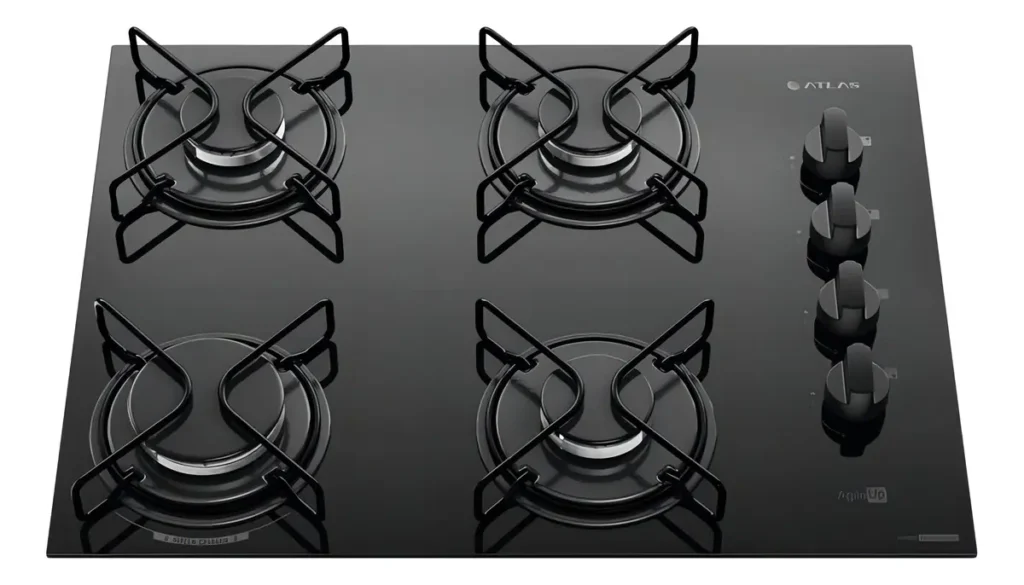 Cooktop Atlas Agile Up 4 Bocas Mesa Vidro Mega Chama Bivolt