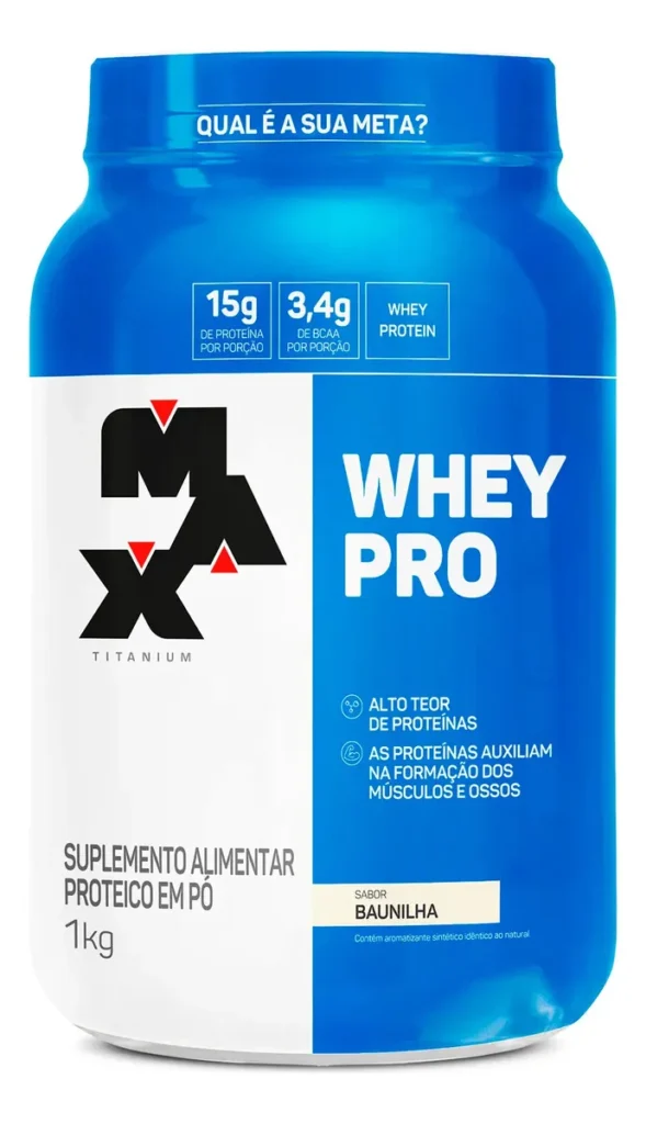 Whey Protein 1kg Max Titanium Whey Pro Baunilha BCAA