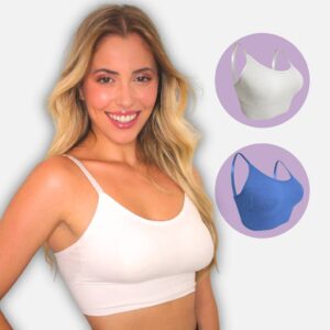 KIT 2 Sutiã Top Alça Fina Com Bojo Academia Blue Rose Sea Surf