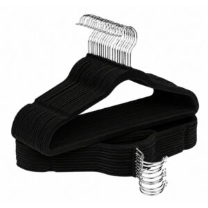 Kit 20/30/50 Unidades De Cabides Veludo Para Roupas Adulto Fino Resistente Preto