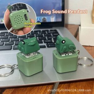 abongsea Engraçado Croaking Sapo Pato Chaveiro Recarregável Teclado Clicker Som Com Luz LED Para Alívio Do Estresse